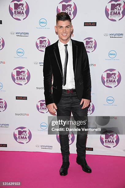 Actor Kieron Richardson attends the 'MTV Europe Music Awards 2011' at Odyssey Arena on November 6, 2011 in Belfast, Northern Ireland.