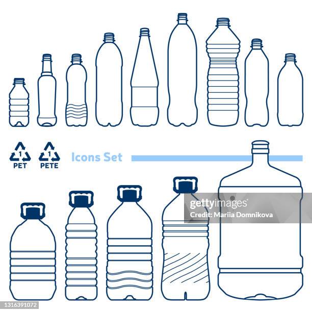 illustrations, cliparts, dessins animés et icônes de ensemble de bouteilles en plastique - bouteille-plastique