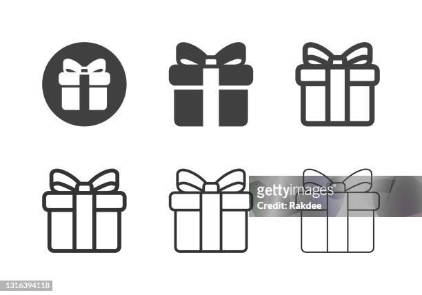 geschenk-box-icons - multi-serie - geschenkkarton stock-grafiken, -clipart, -cartoons und -symbole