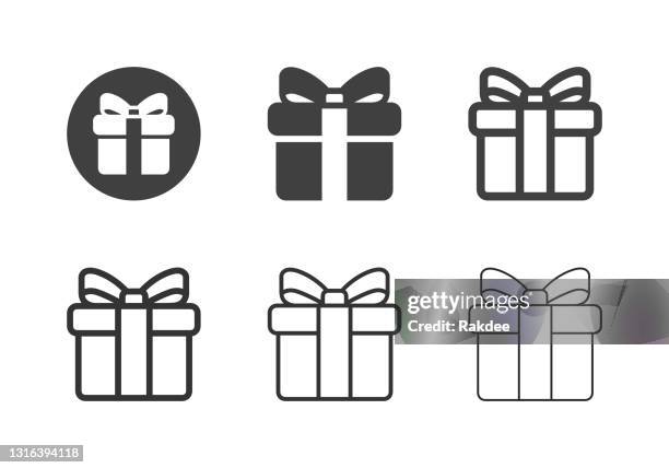 ilustrações de stock, clip art, desenhos animados e ícones de gift box icons - multi series - prenda