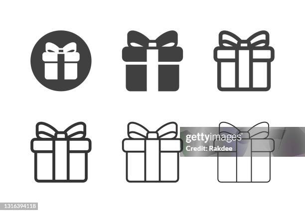 ilustrações de stock, clip art, desenhos animados e ícones de gift box icons - multi series - present box