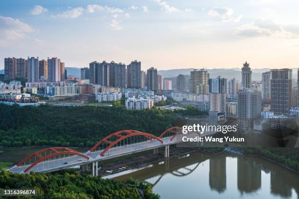 urban scenery of panzhou city, guizhou province, china - guizhou province bildbanksfoton och bilder