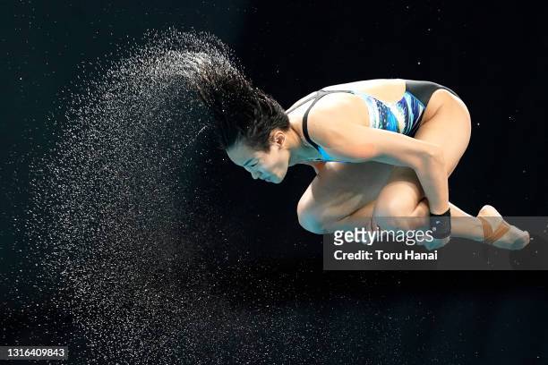 Jun Hoong Cheong of Malaysia competes in the Women's 10m Platform semifinal on day five of the FINA Diving World Cup at the Tokyo Aquatics Centre on...