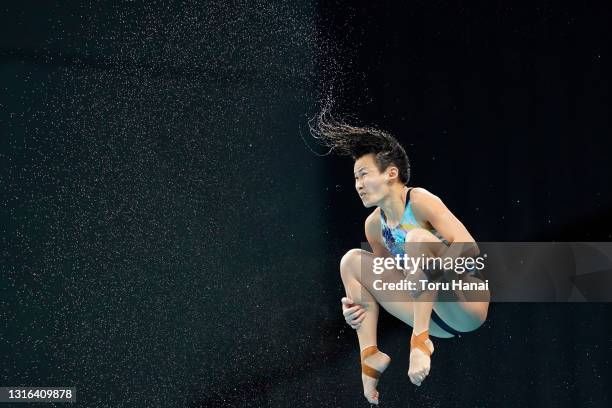 Jun Hoong Cheong of Malaysia competes in the Women's 10m Platform semifinal on day five of the FINA Diving World Cup at the Tokyo Aquatics Centre on...