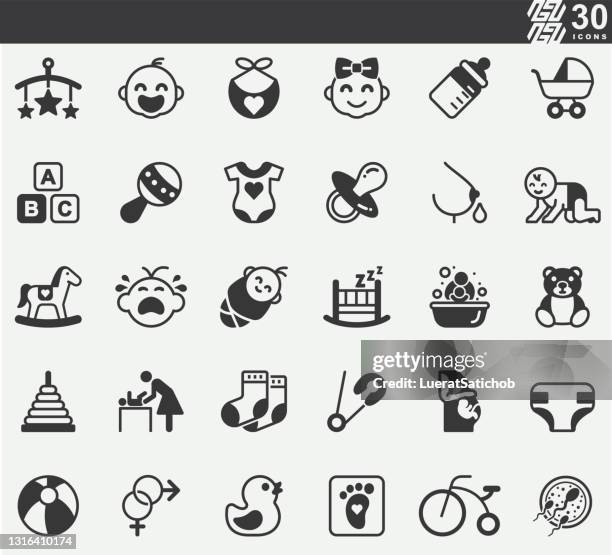 baby, neugeborene silhouette icons - toy rattle stock-grafiken, -clipart, -cartoons und -symbole