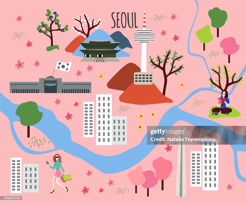 Map Of Seoul in doodle style
