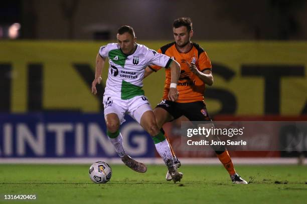 Besart Berisha of United controls the ball during the A-League match between the Brisbane Roar and Western United at Moreton Daily Stadium, on May 05...