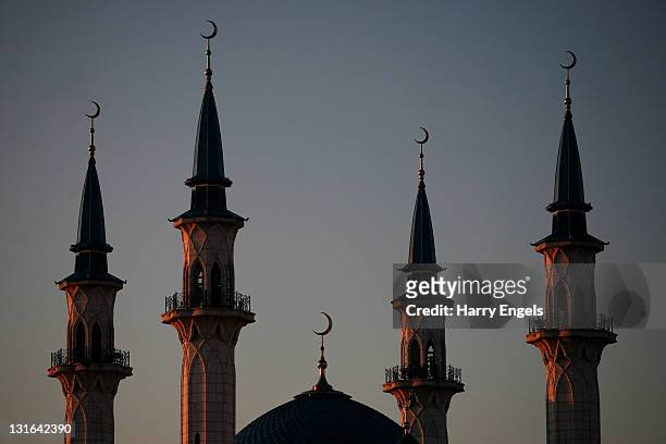 General view of the Qolsharif Mosque in the Kazan Kremlin on November 6, 2011 in Kazan, Russia. Kazan is one of thirteen cities proposed as a host...