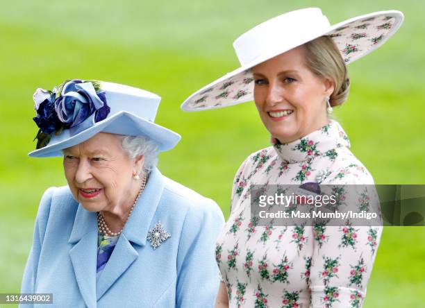 Queen Elizabeth II and Sophie, Countess of Wessex attend day one of Royal Ascot at Ascot Racecourse on June 18, 2019 in Ascot, England.