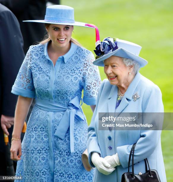 Princess Beatrice and Queen Elizabeth II attend day one of Royal Ascot at Ascot Racecourse on June 18, 2019 in Ascot, England.