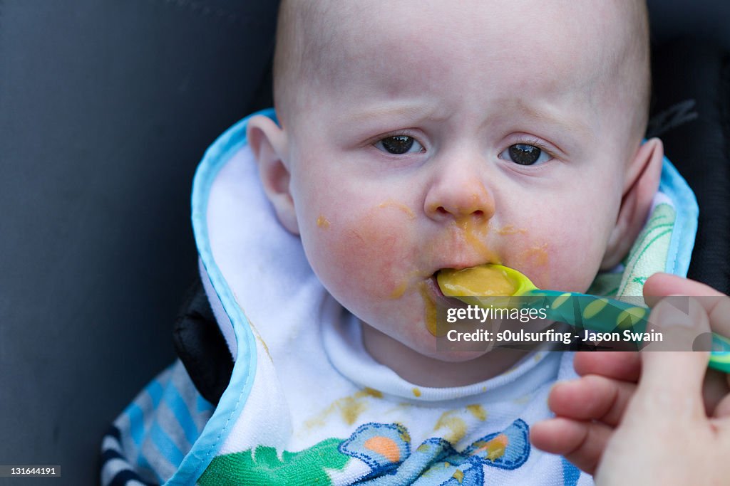 Baby eating food