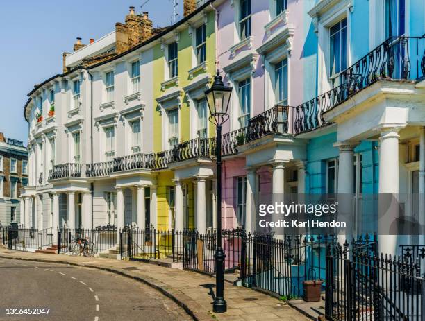 colourful london townhouses - stock photo - primrose hill stock pictures, royalty-free photos & images