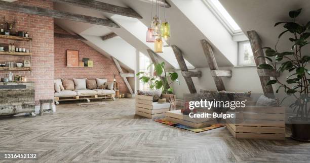cozy scandinavian home interior - palete imagens e fotografias de stock