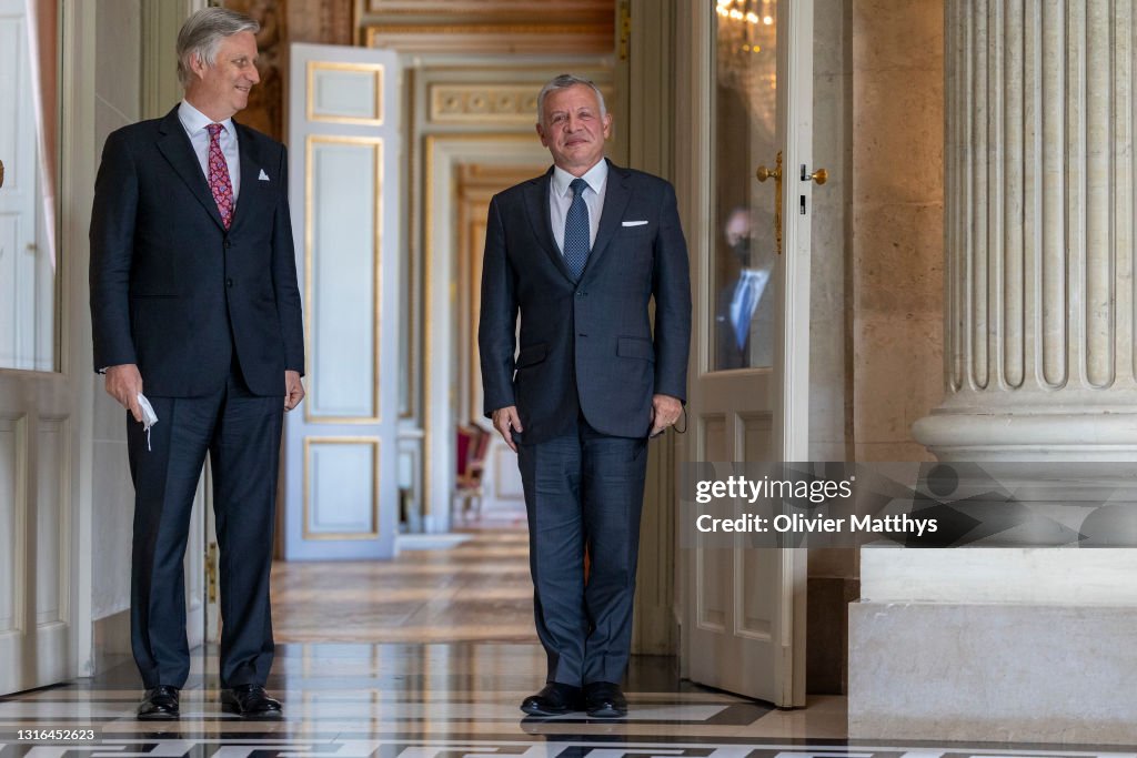 King Philippe Of Belgium Receives King Abdullah II Ibn Al Hussein Of Jordan At the Royal Castle In Brussels