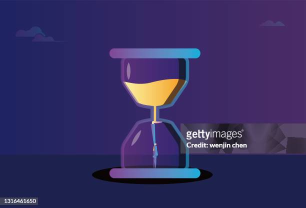 business men blocked the hourglass to prevent time from passing. - abzeichen stock illustrations