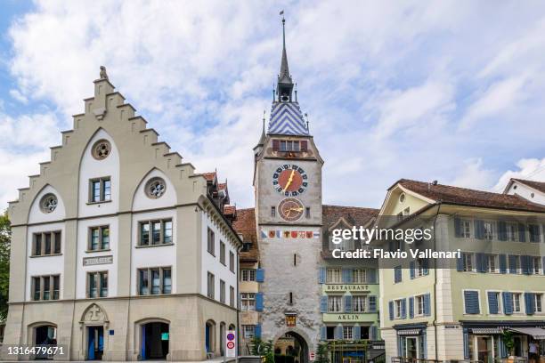 switzerland - zug, the zytturm - zug stock pictures, royalty-free photos & images