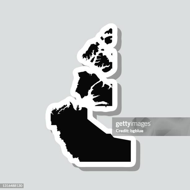 northwest territories map sticker on gray background - yellowknife stock illustrations