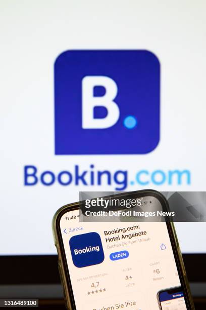 In this photo illustration, a Booking.com App in the IOS App Store on May 03, 2021 in Bargteheide, Germany.