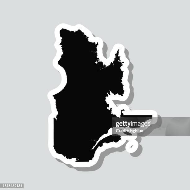 quebec map sticker on gray background - quebec map stock illustrations