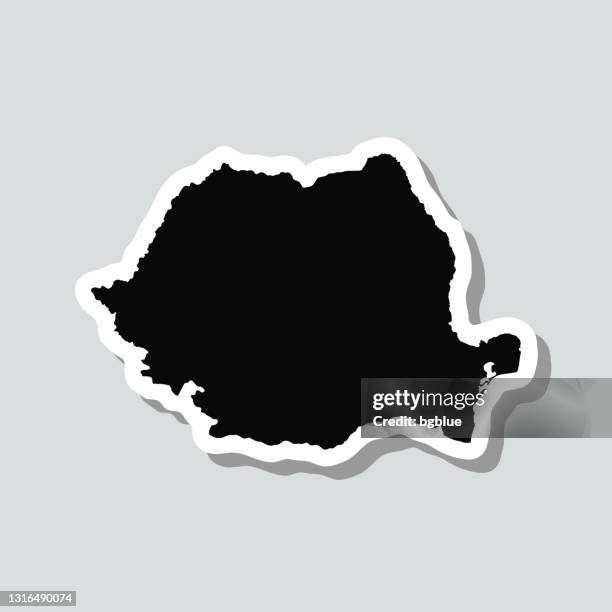 romania map sticker on gray background - bucharest map stock illustrations