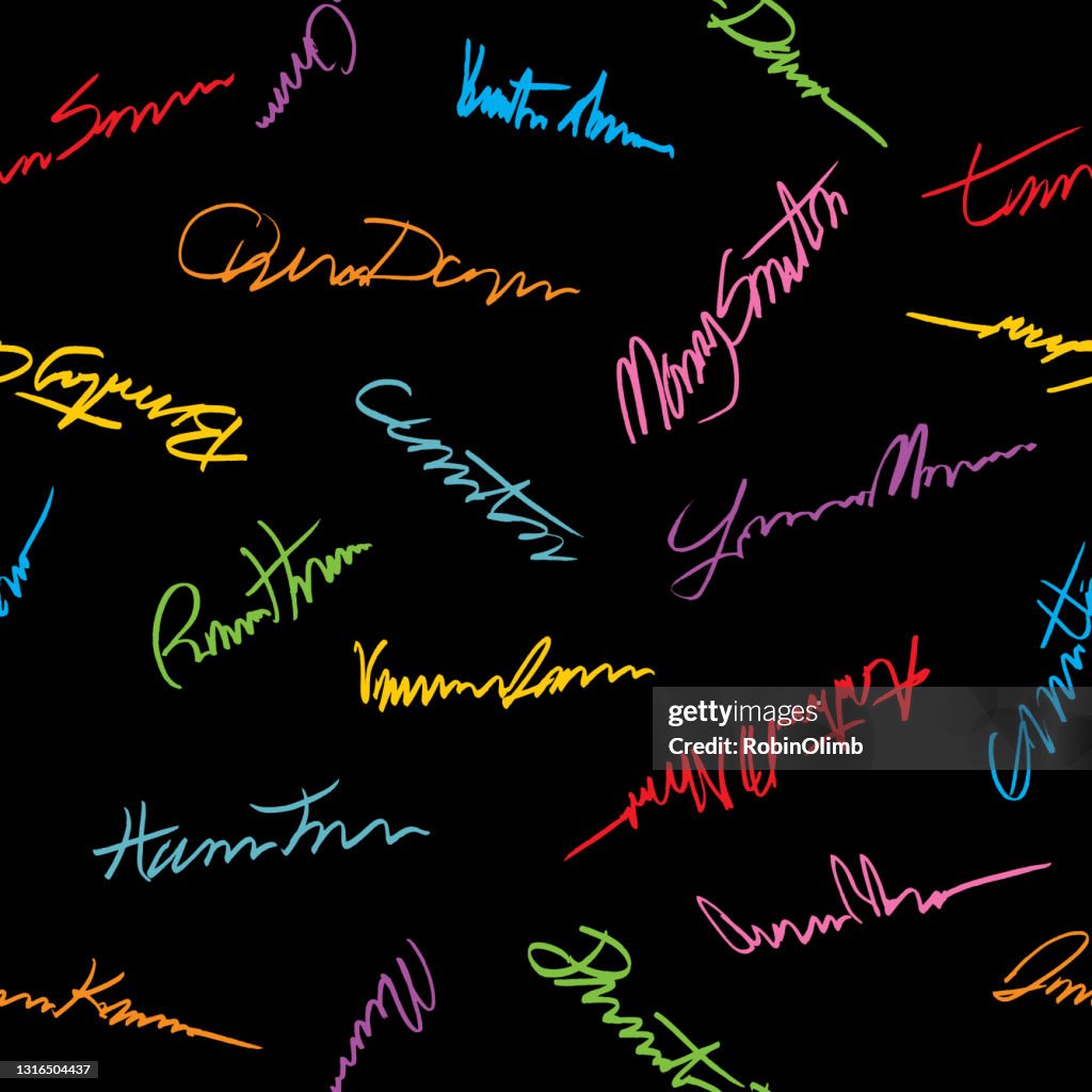 Signature Random Pattern Colorful Signatures Seamles Pattern High-Res Vector Graphic - Getty Images