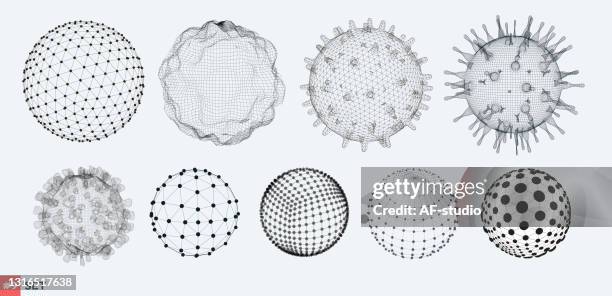 set of 3d elements - corona virus computer graphic stock illustrations