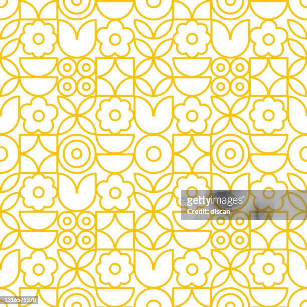 modern geometric flower pattern. retro scandinavian style. - springtime stock illustrations