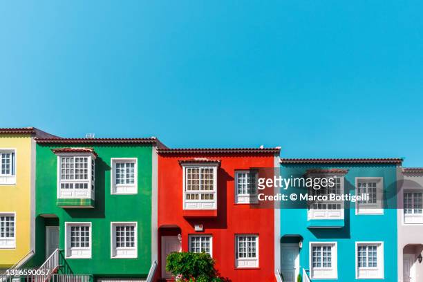 colorful houses in la orotava, tenerife, spain - spain culture stock pictures, royalty-free photos & images