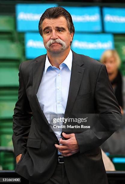 Heiner Brand, manger of the German Handball Federation poses before the Mens' Handball Supercup match between Germany and Spain at Gerry Weber...