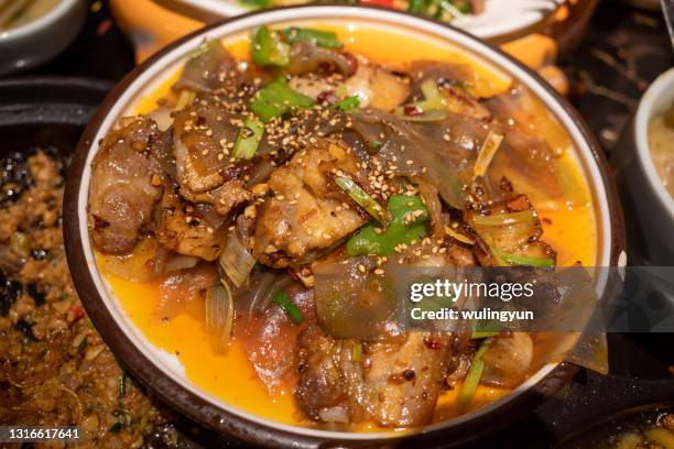 stir-fried boiled pork clices in hot sauce - szechuan cuisine ストックフォトと画像