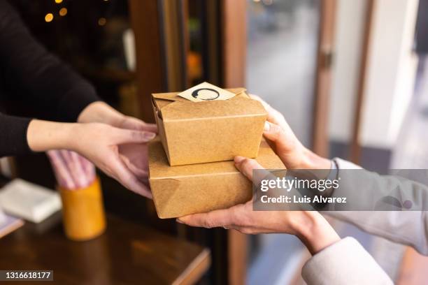 takeaway food during pandemic - take out food bildbanksfoton och bilder