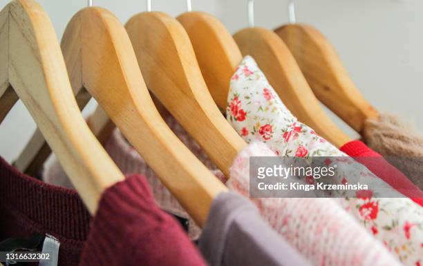 clothes - coat hanger stock-fotos und bilder