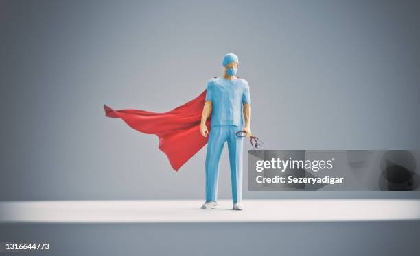 super hero medical concept 3d render - cape garment fotografías e imágenes de stock