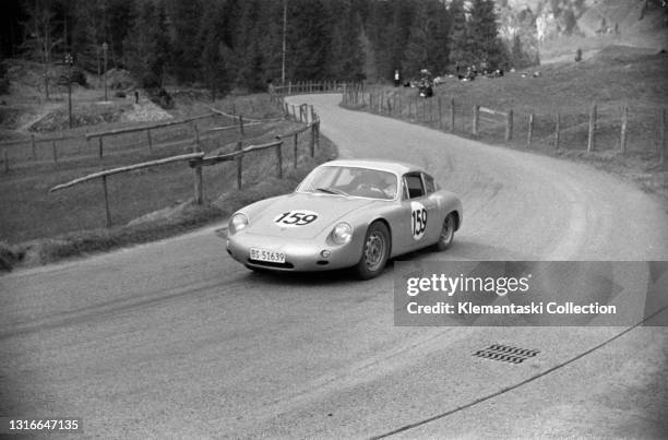 The Porsche Abarth Carrera of Hans Kühnis during the climb, Mitholz-Kandersteg Hillclimb.