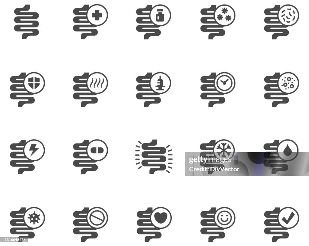 Intestine icon set