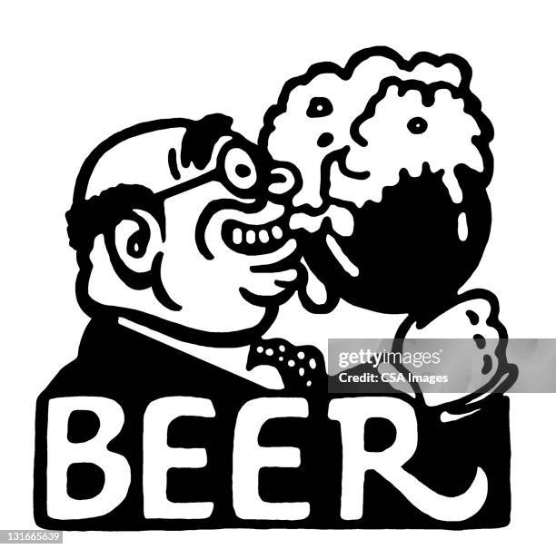 beer man holding giant beer - bubble font stock illustrations