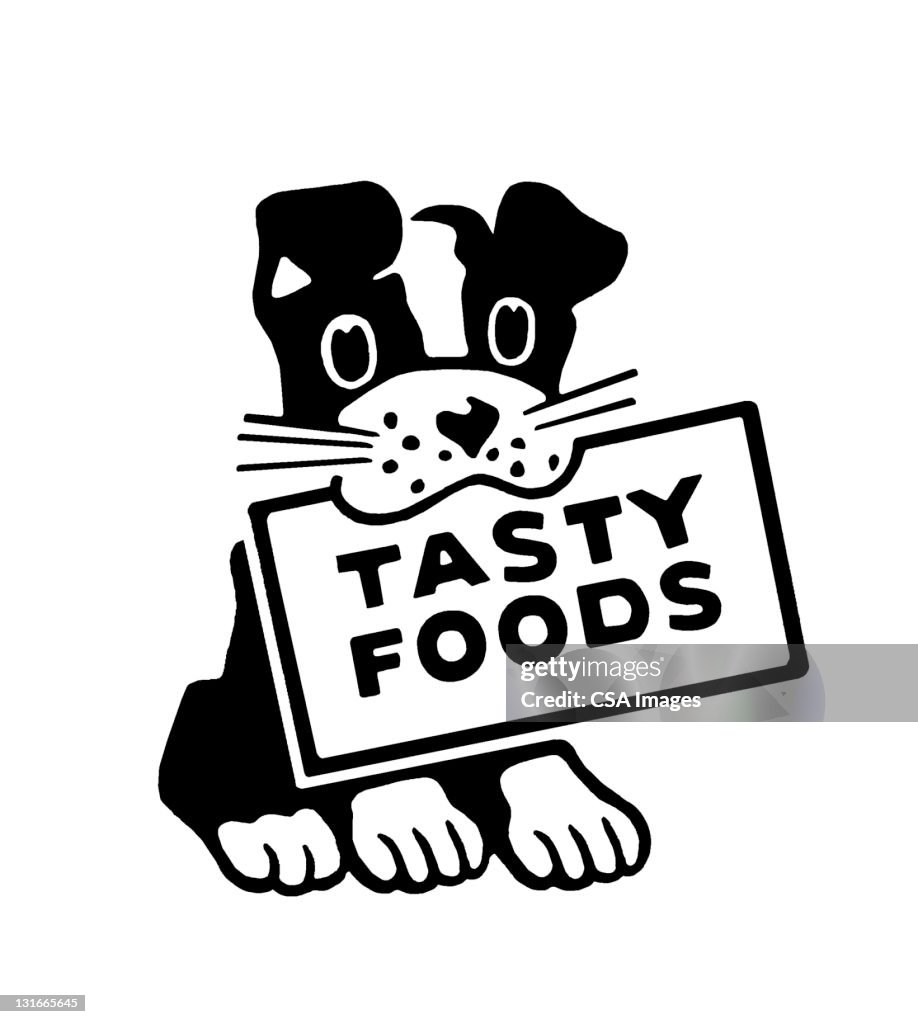 Tasty Foods Dog With Sign
