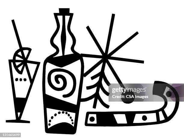 candy cane and booze - cocktail party stock illustrations