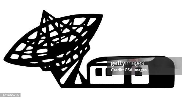 trailer and satellite dish - trailer stock illustrations