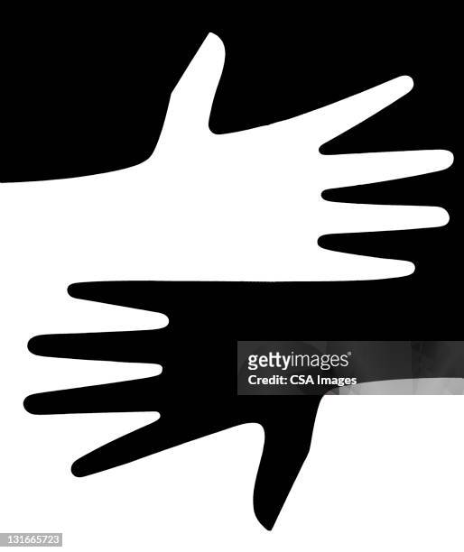 black and white hands - contrasts stock illustrations