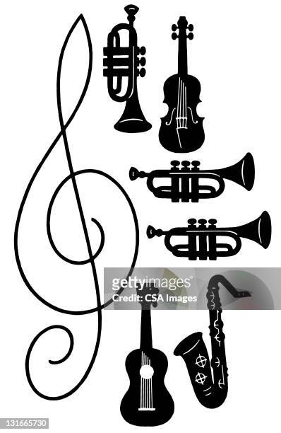 musical instruments - key signature stock illustrations