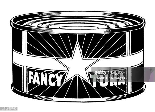 fancy tuna can - tuna stock illustrations