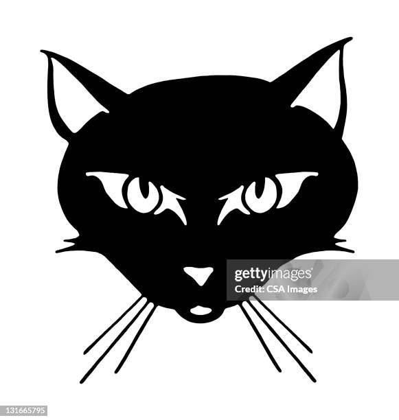 black cat head - cat eye stock illustrations