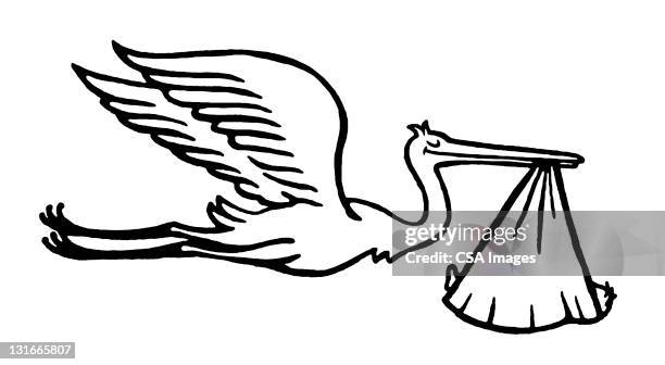 stork and baby - stork stock illustrations