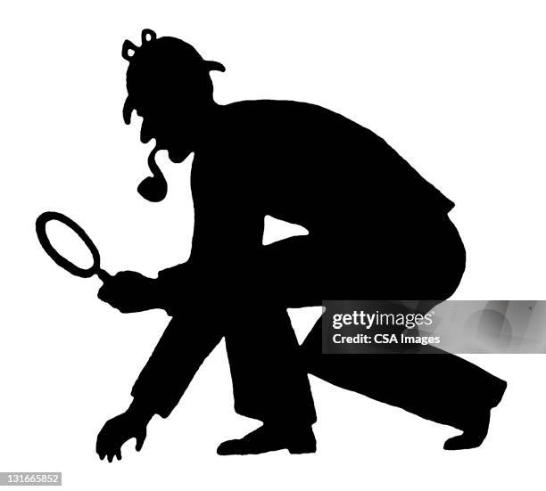 silhouette of detective - mystery detective stock illustrations