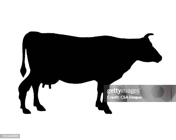 silhouette of cow - rindfleisch stock-grafiken, -clipart, -cartoons und -symbole