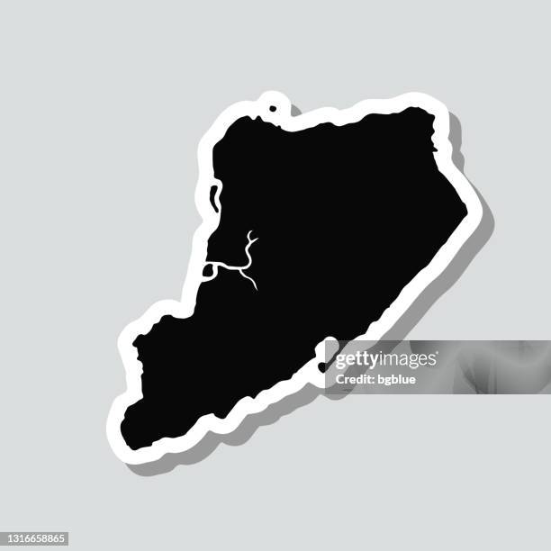 staten island map sticker on gray background - staten island stock illustrations