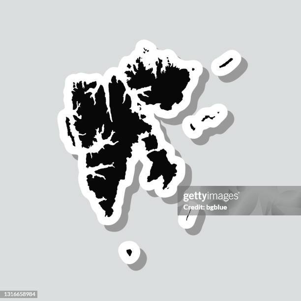 svalbard map sticker on gray background - nordic archipelago stock illustrations