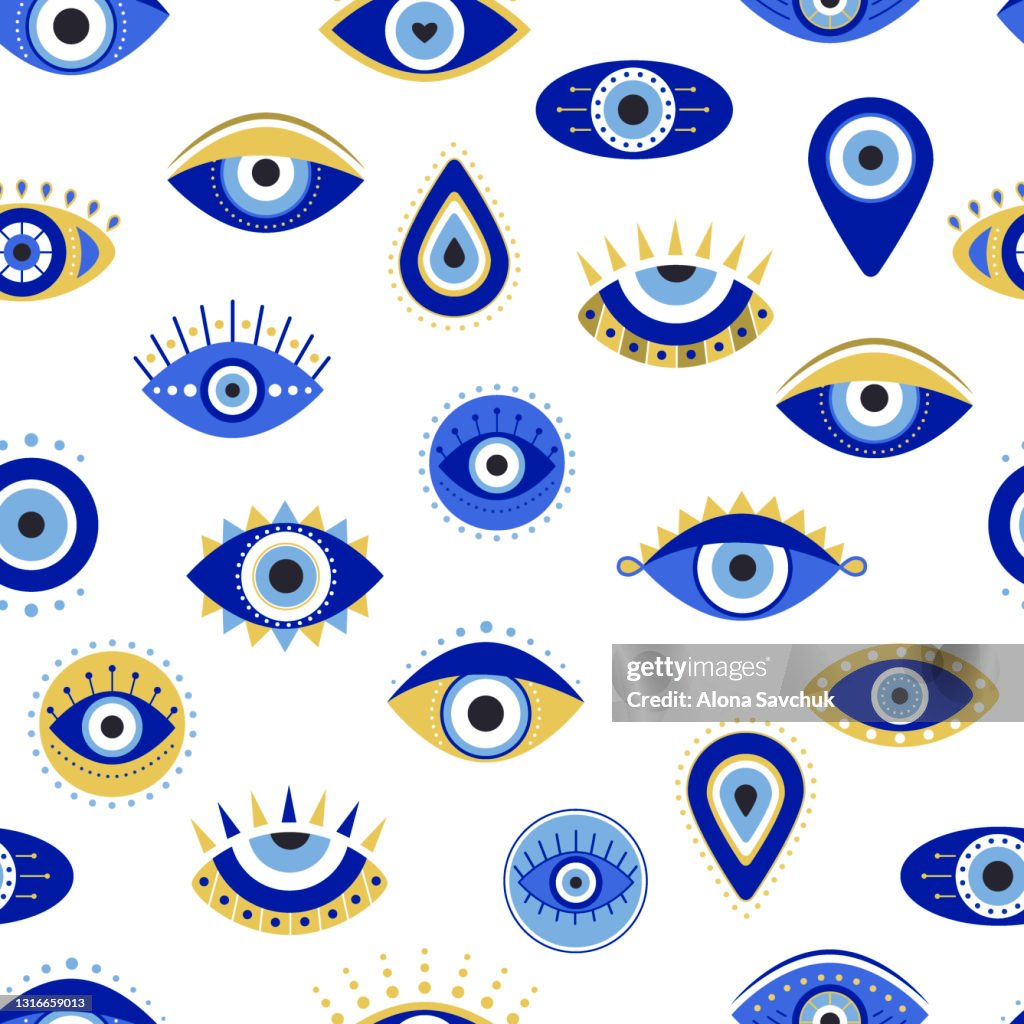 Greek Eye Pattern Greek Evil Eye Seamless Pattern Isolated On A White Background High-Res ...
