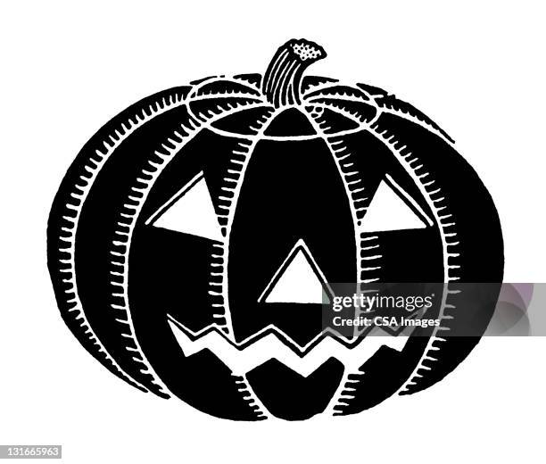 jack-o'-lantern - pumpkin carving stock illustrations